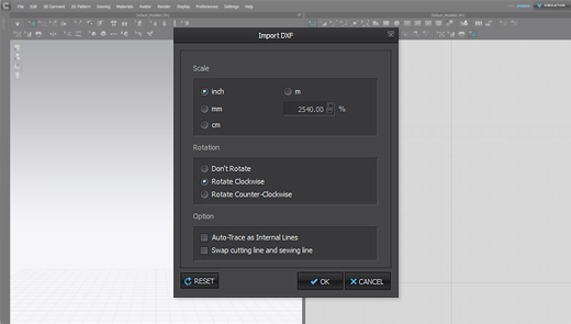 Import DXF Settings Saved